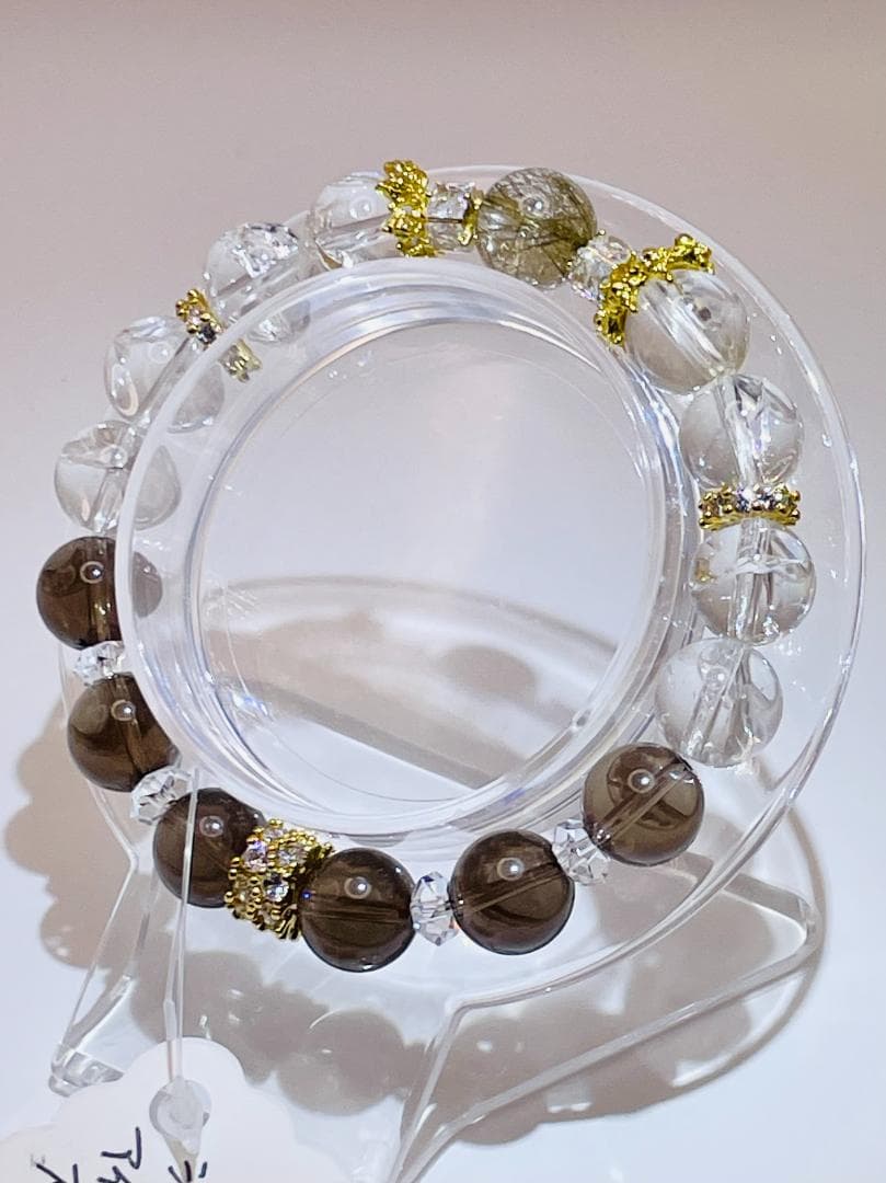 【シルバールチルクォーツ＆アイリスクォーツ/スモーキークォーツ】内径約15cm