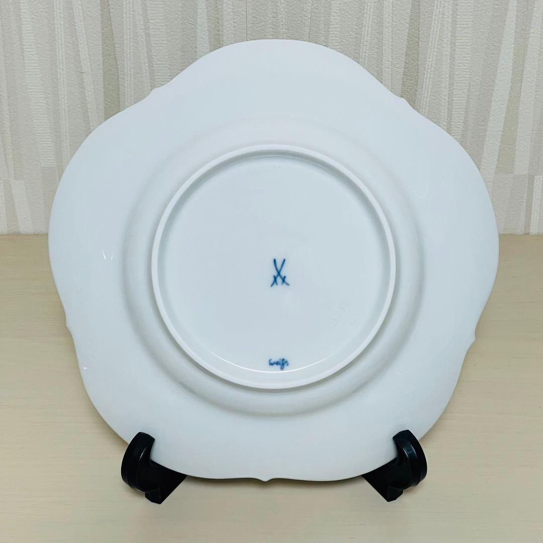 未使用 Meissen マイセン ホワイトレリーフ 皿 プレート 18.5cm