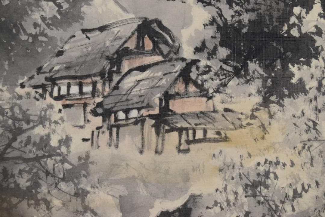 【真作】荒川勝英/山邨晴日/山水図/山水人物図/掛軸☆宝船☆AB-486