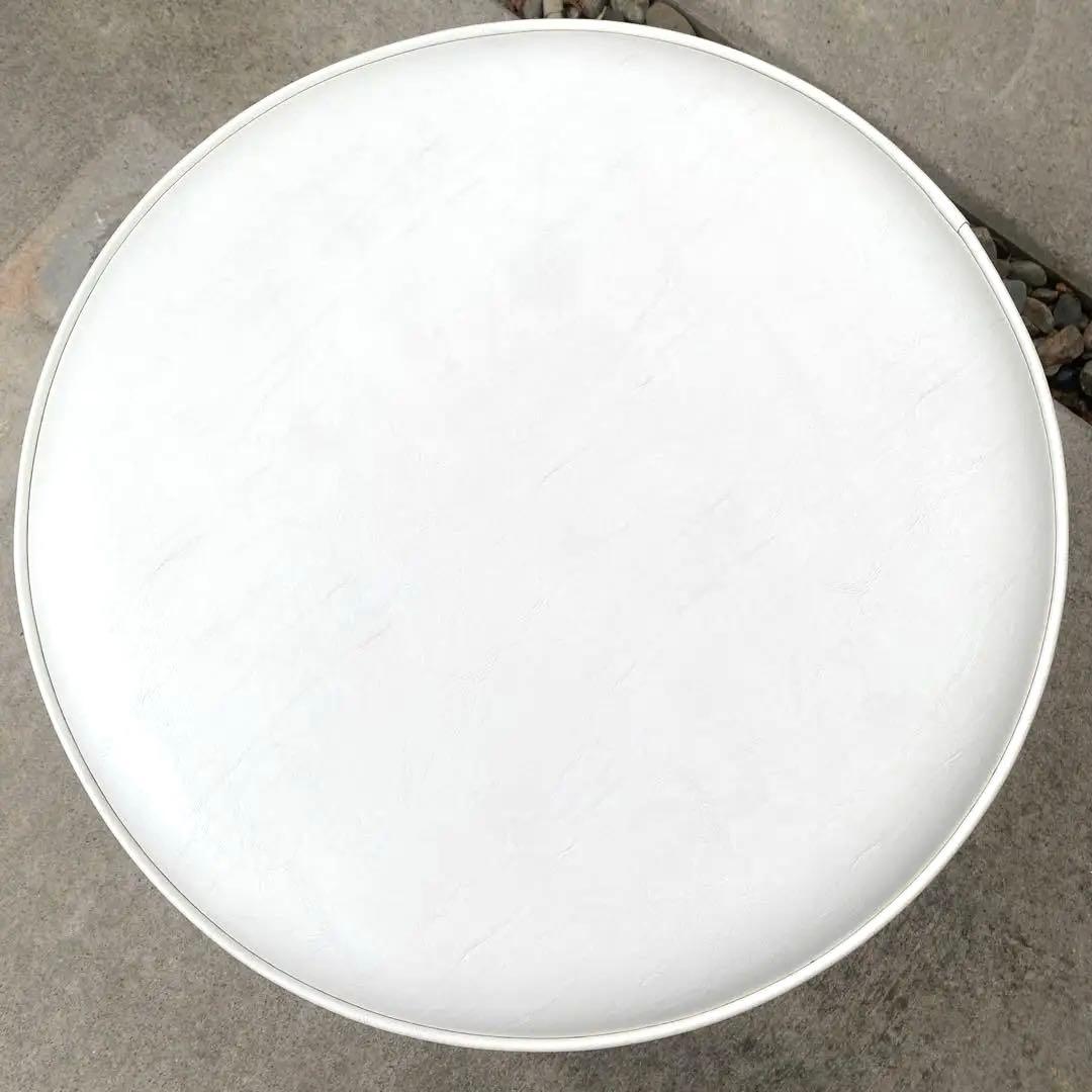 ホワイト　オーバル　オットマン 合皮　おしゃれ　インテリア　店舗　展示場