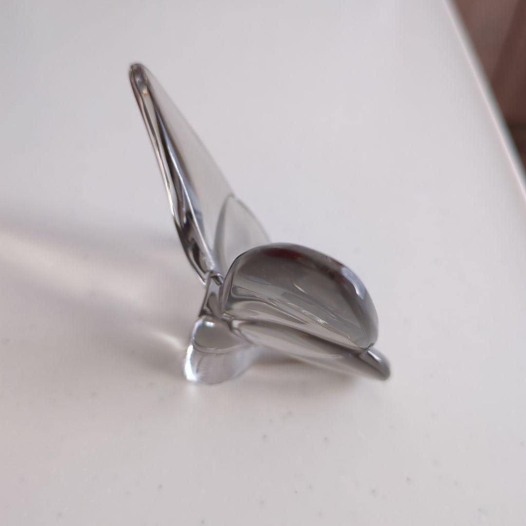 バカラ ラッキーバタフライ パピヨン グレー 置き物 クリスタル　置き物