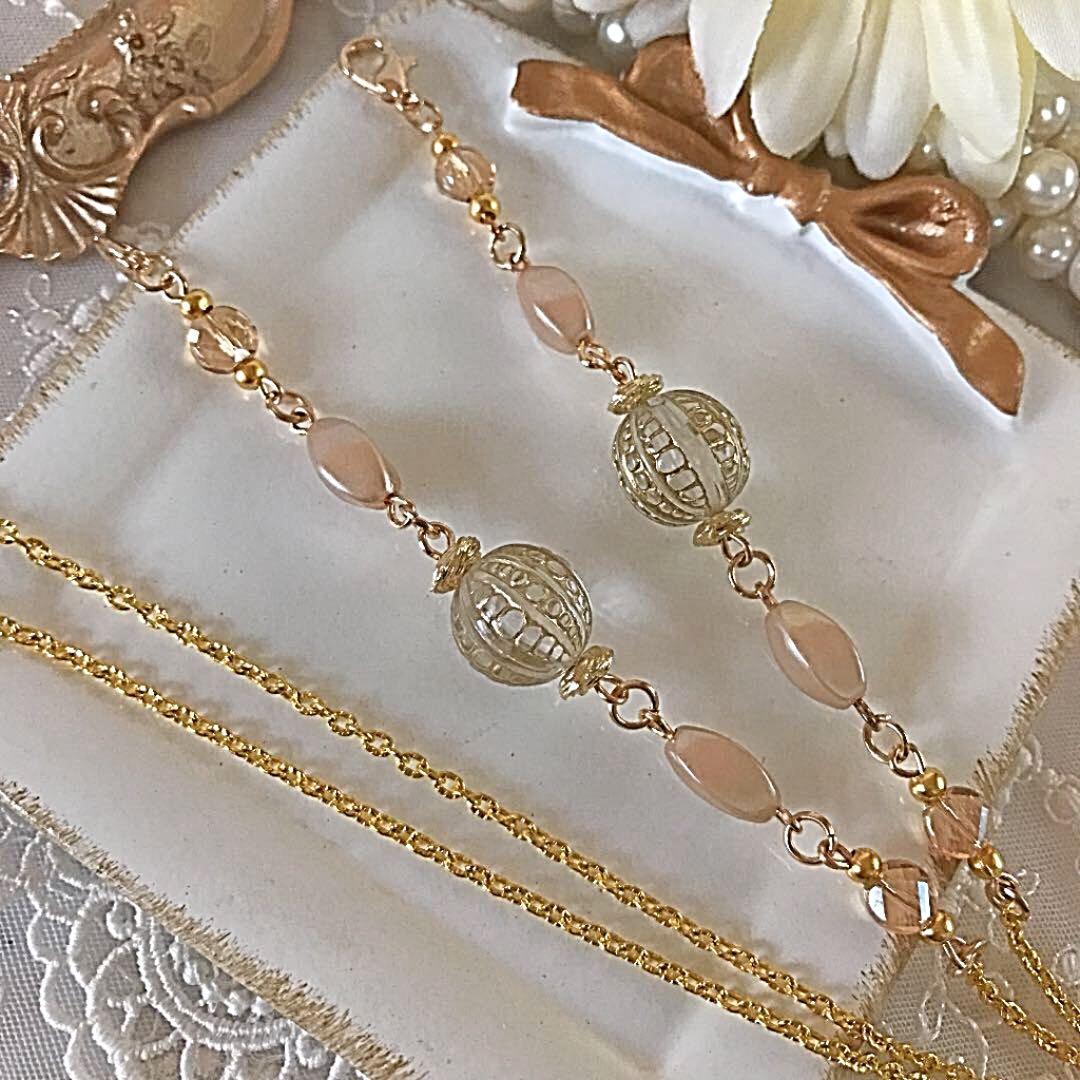 ♪495 ❤️ アンティーク　ビーズ　マスクチェーン　メガネチェーン　ハンドメイド