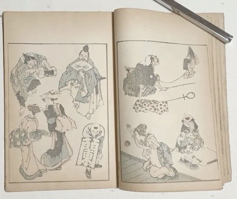 北斎画宛二編（色摺版画本)葛飾北斎画明治初期、後摺再板になります（初版は天保3年