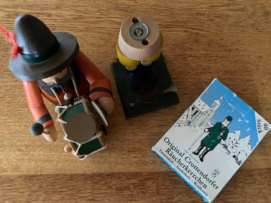 [レア]ドイツ　手作り木製オルゴール付きパイプ人形