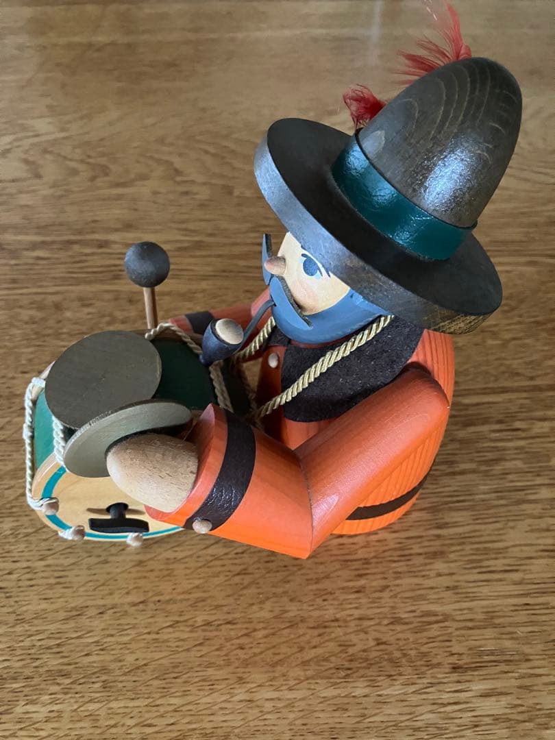 [レア]ドイツ　手作り木製オルゴール付きパイプ人形