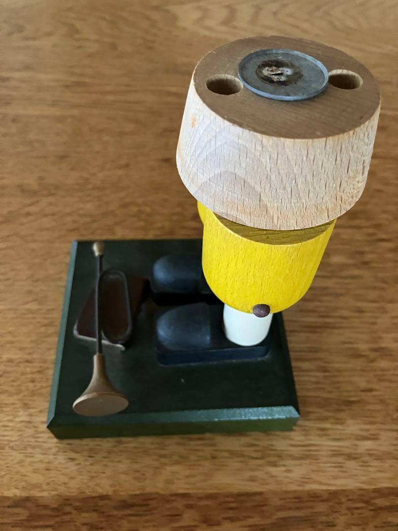 [レア]ドイツ　手作り木製オルゴール付きパイプ人形