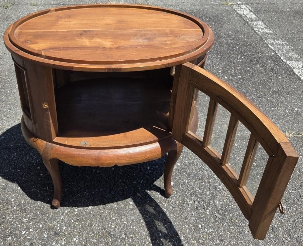 〈たのめる便・現状渡し〉ボトルショーケース 木製収納テーブル