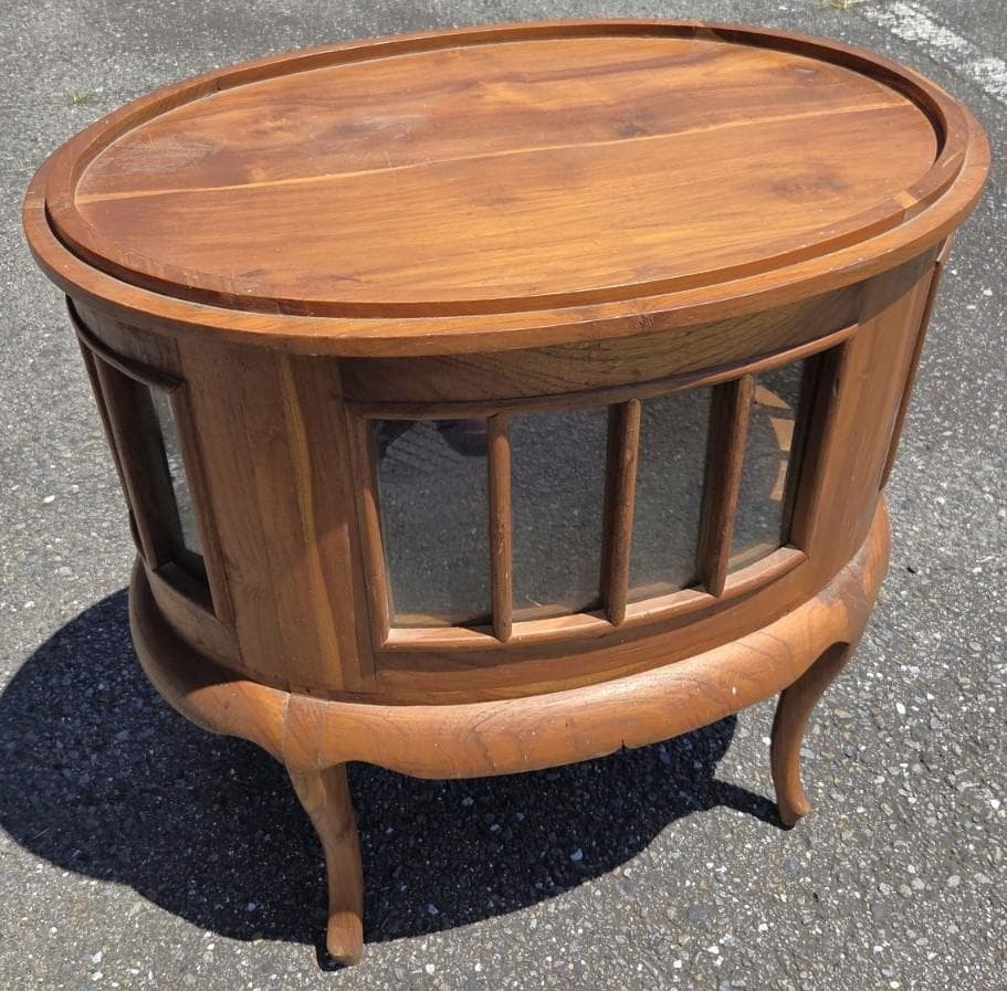 〈たのめる便・現状渡し〉ボトルショーケース 木製収納テーブル