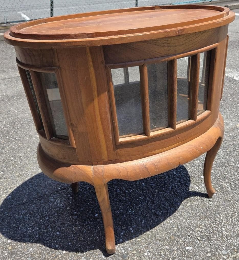 〈たのめる便・現状渡し〉ボトルショーケース 木製収納テーブル