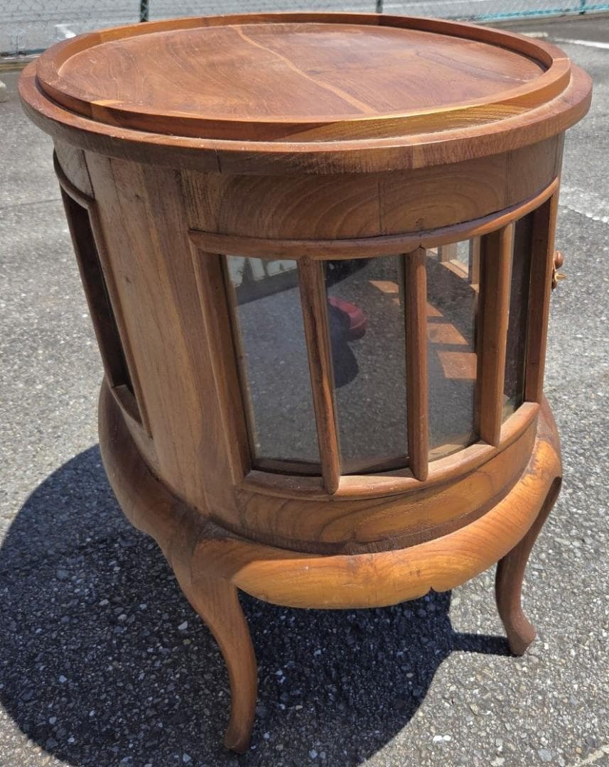 〈たのめる便・現状渡し〉ボトルショーケース 木製収納テーブル