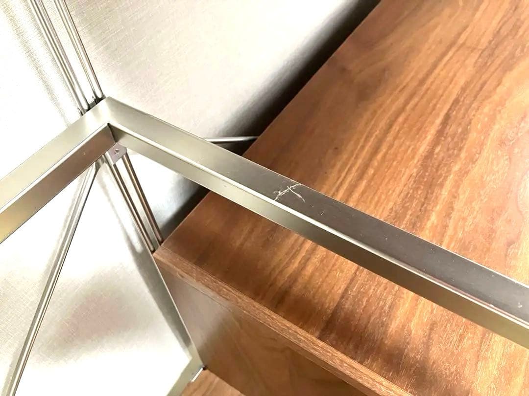 無印良品　ウォルナット　ウッドメタルオープンシェルフ 2段引き出し付き