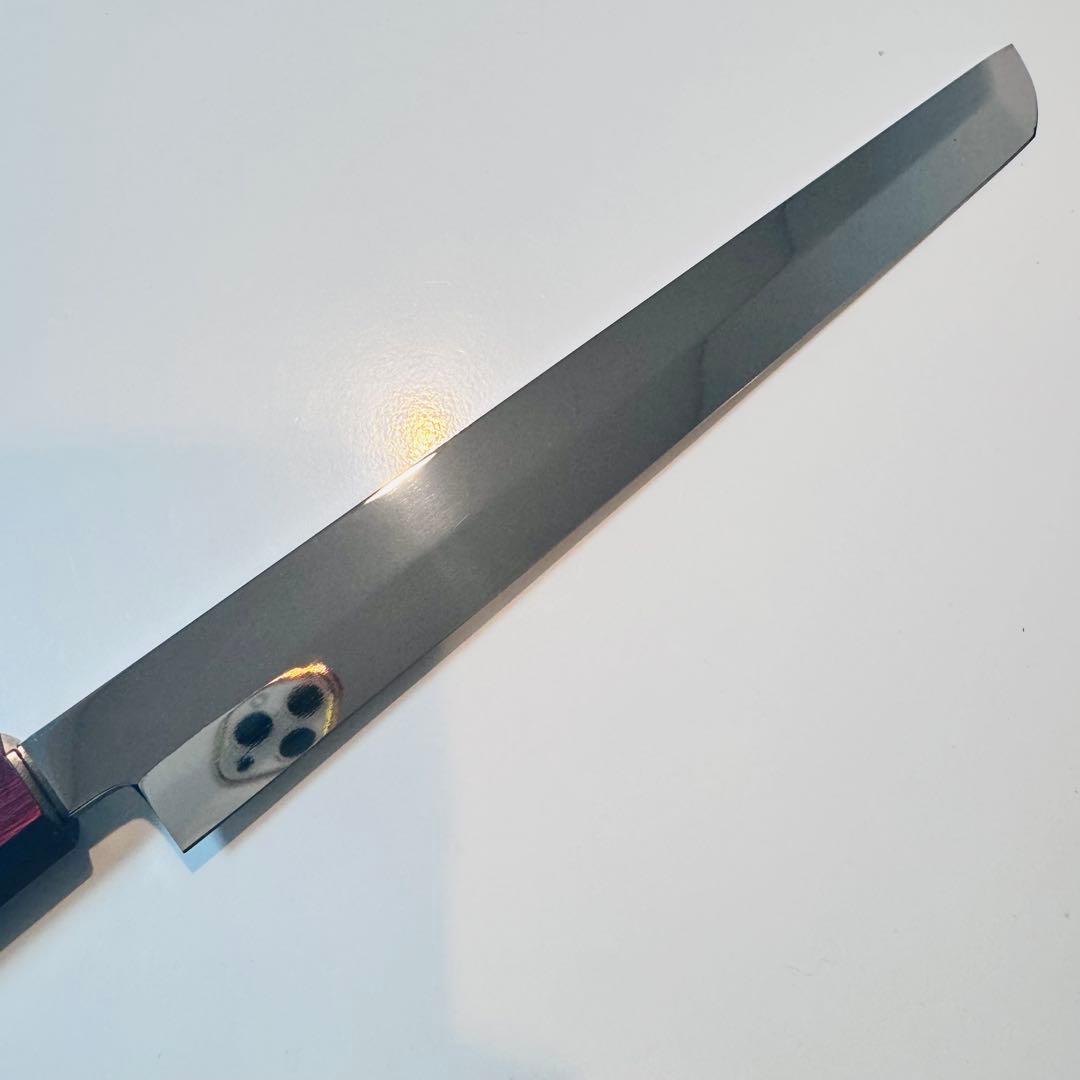 270mm 先丸　柳刃包丁 鏡面　黒檀紫檀八角柄 刺身包丁 全鋼