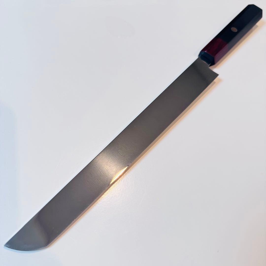 270mm 先丸　柳刃包丁 鏡面　黒檀紫檀八角柄 刺身包丁 全鋼