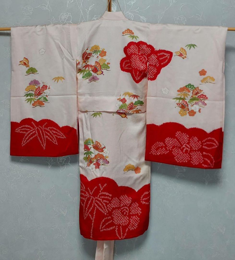 NA357アンティーク子供着物正絹七五三3歳用美品綺麗着丈85センチ裄丈45