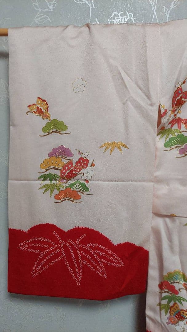 NA357アンティーク子供着物正絹七五三3歳用美品綺麗着丈85センチ裄丈45