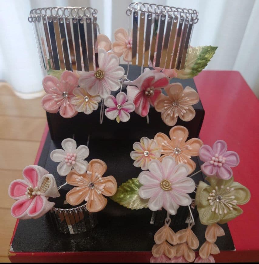 七五三 7歳　着物、髪飾り(勝山かんざし、かのこ)セット