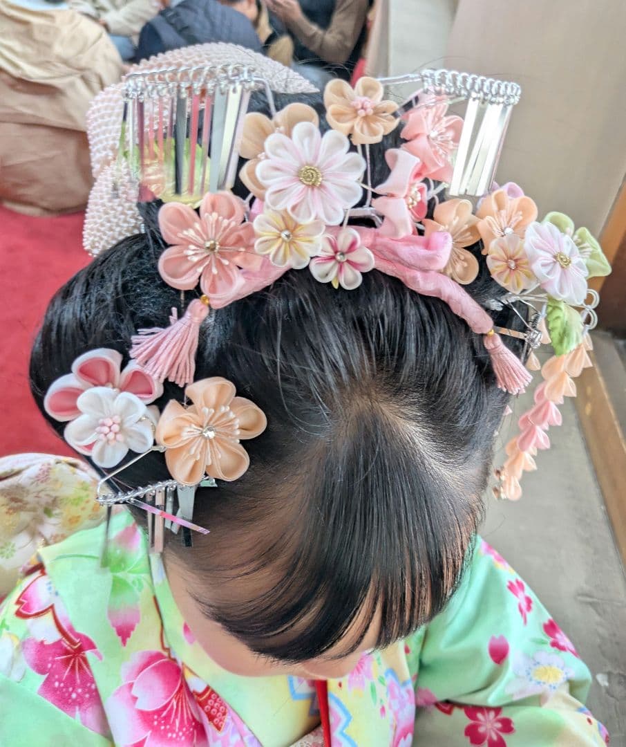 七五三 7歳　着物、髪飾り(勝山かんざし、かのこ)セット