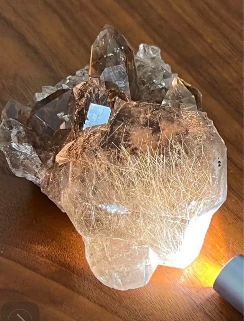 【ルチル内包】スモーキークォーツクラスター原石 天然石