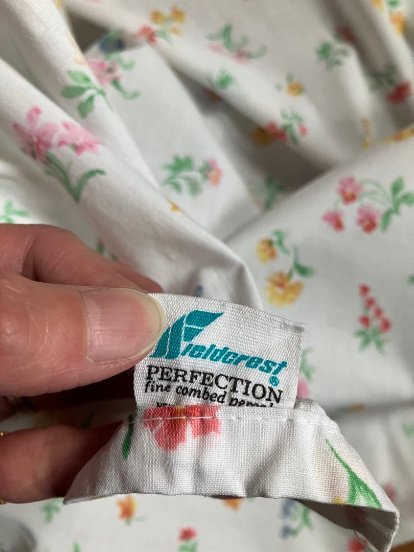 Fieldcrest クイーンサイズ　フラットシーツ　花柄