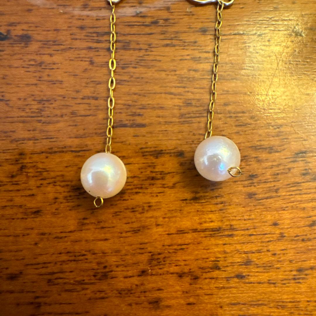 ゴールドチェーンパールピアス