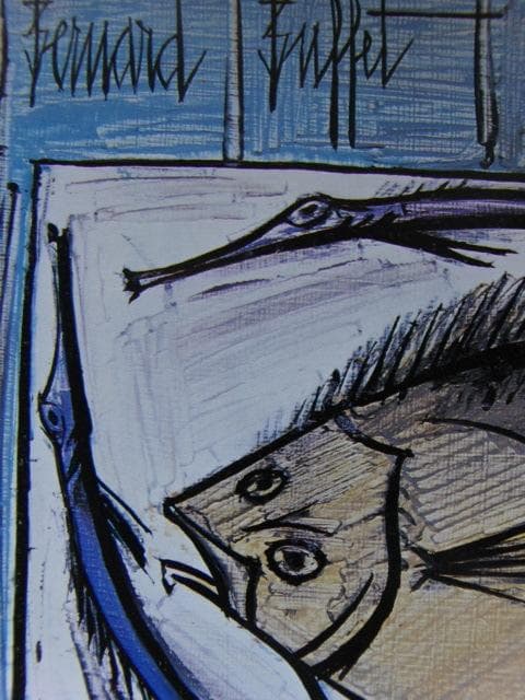 ベルナール・ビュッフェ、「魚」、希少な額装用画集より、新品高級額装