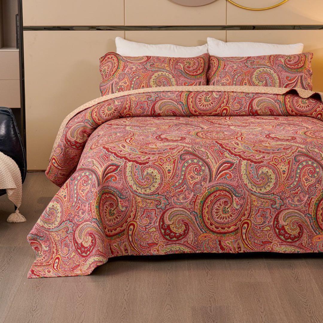 キルトベッドカバー3点セット綿マルチカバー キルティング PSLH02