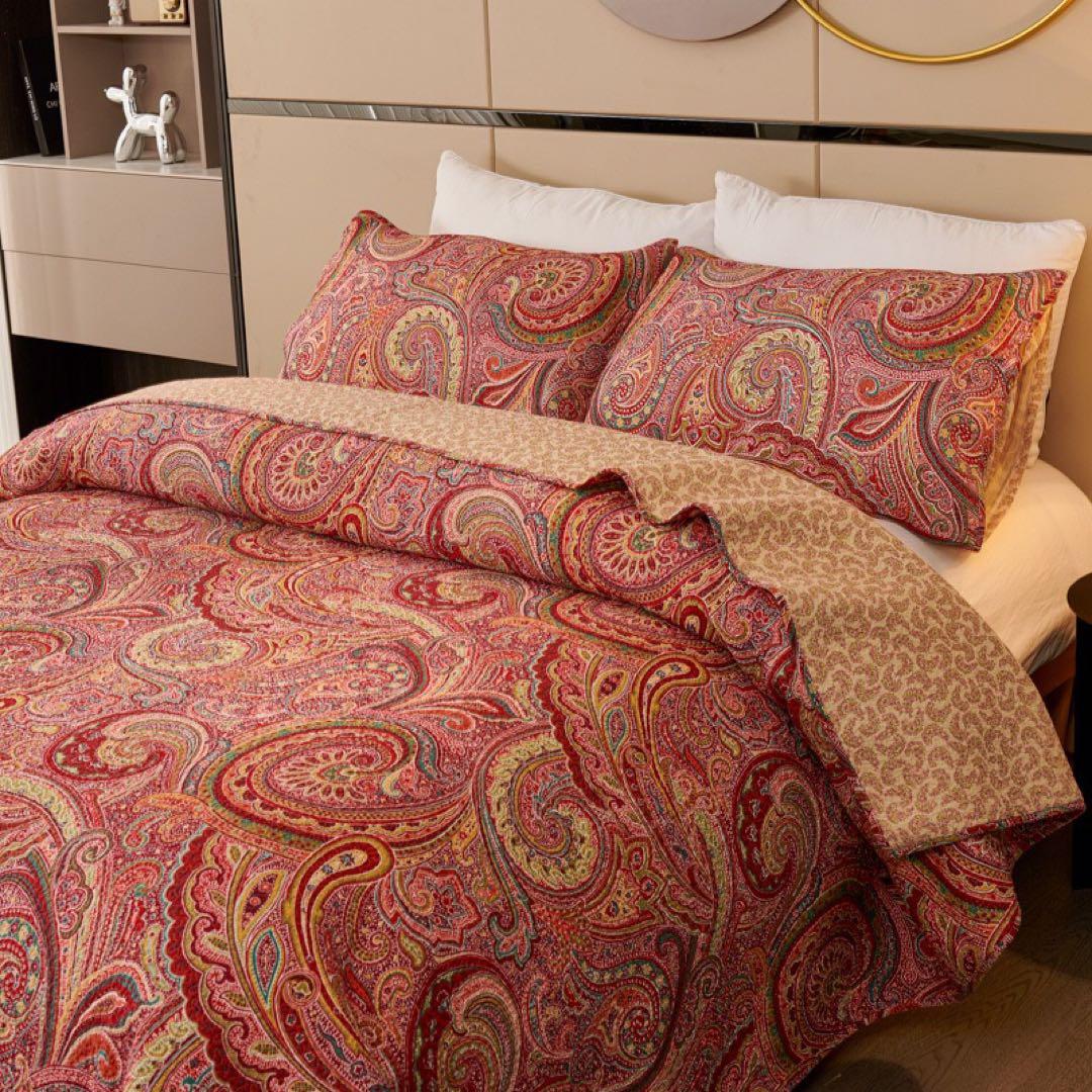 キルトベッドカバー3点セット綿マルチカバー キルティング PSLH02