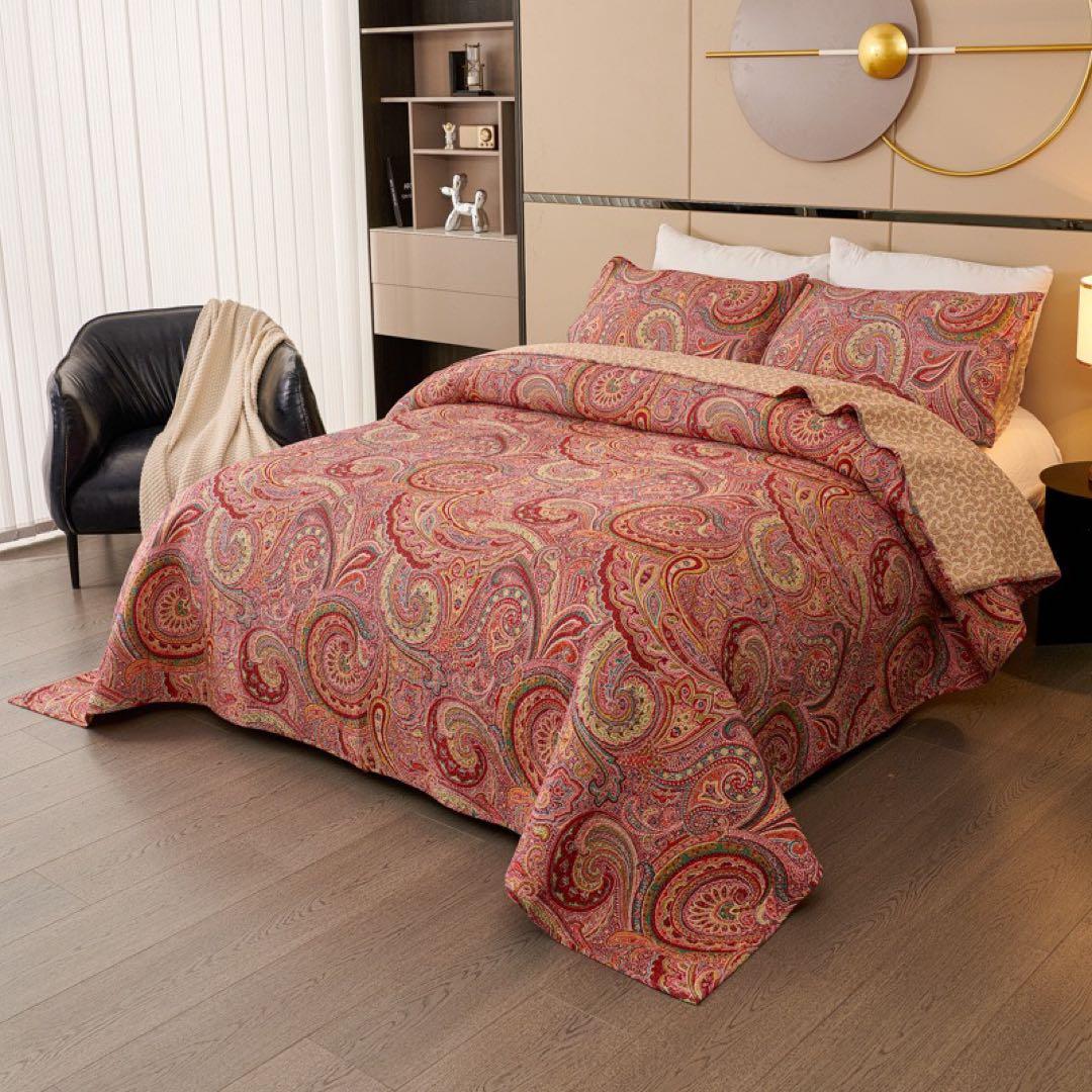 キルトベッドカバー3点セット綿マルチカバー キルティング PSLH02