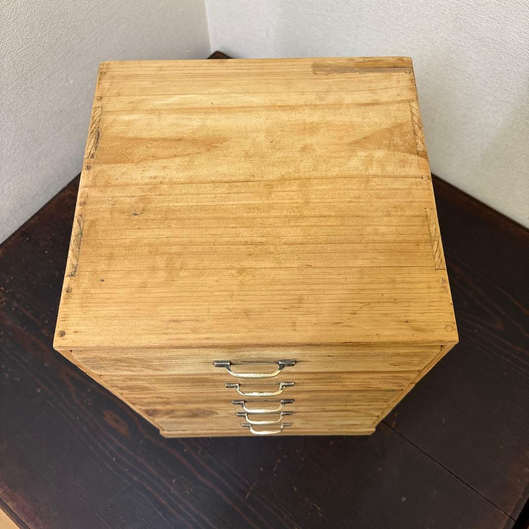 レトロ　木製5段引き出し収納 無垢材／アンティーク　古道具