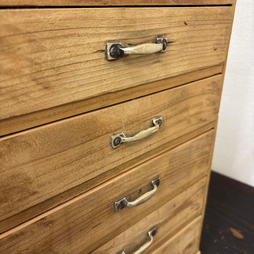 レトロ　木製5段引き出し収納 無垢材／アンティーク　古道具