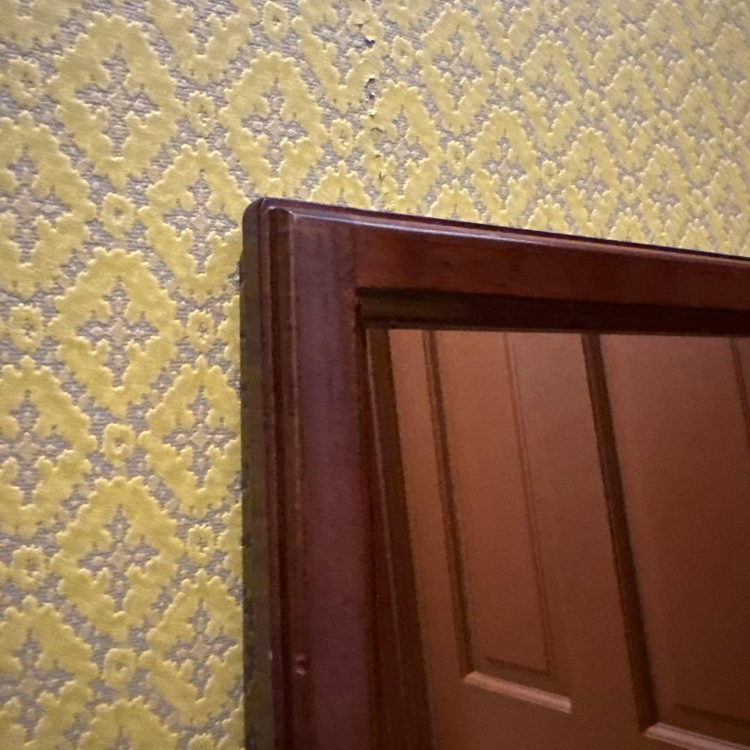 イタリア製 チーク材 ウォールミラー 壁掛け鏡 アンティーク ヴィンテージ