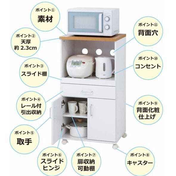 スリムサイズ キッチン収納ワゴン 幅55