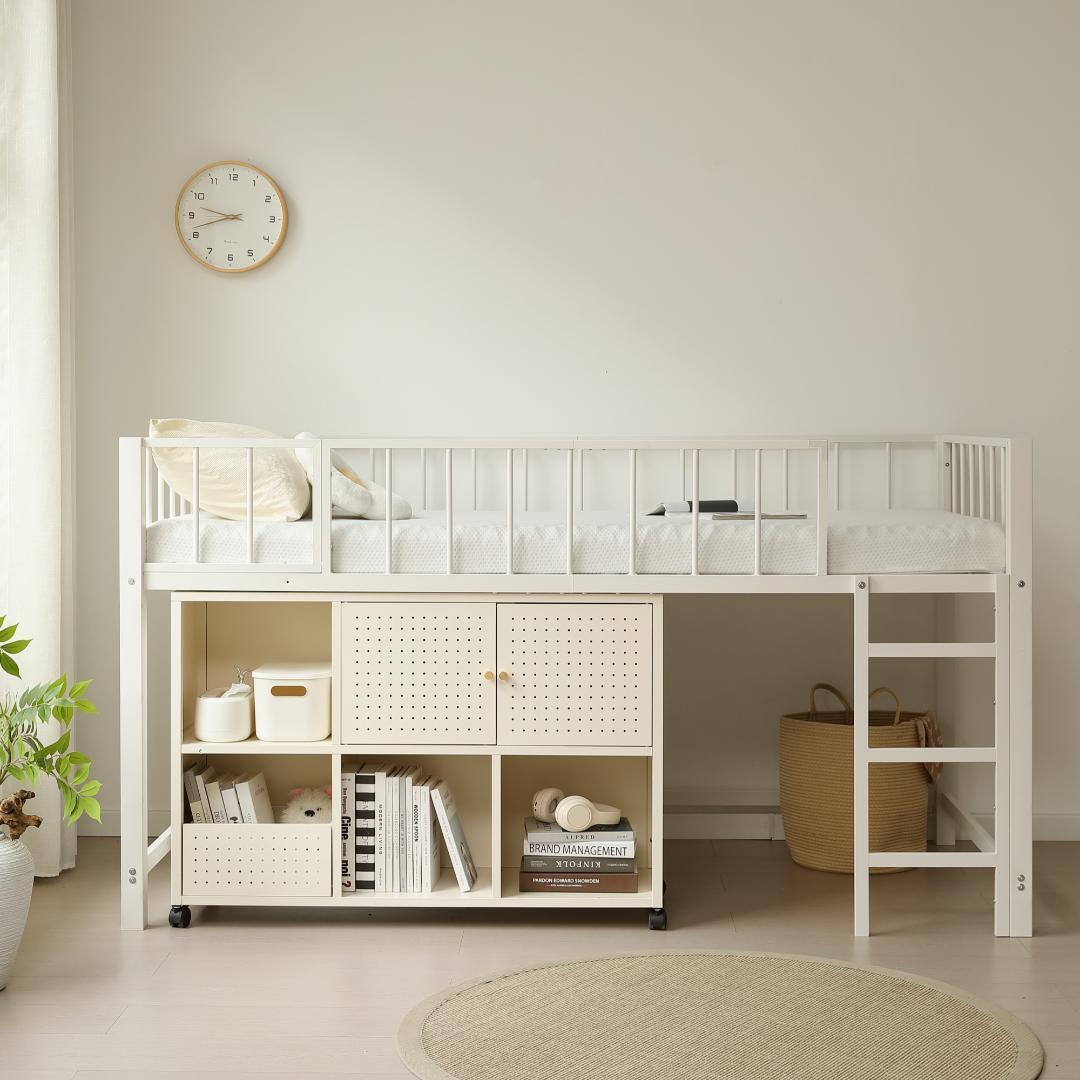 限定価格！ロフトベッド　シングル　高さ110cm　子供部屋に最適　WHITE