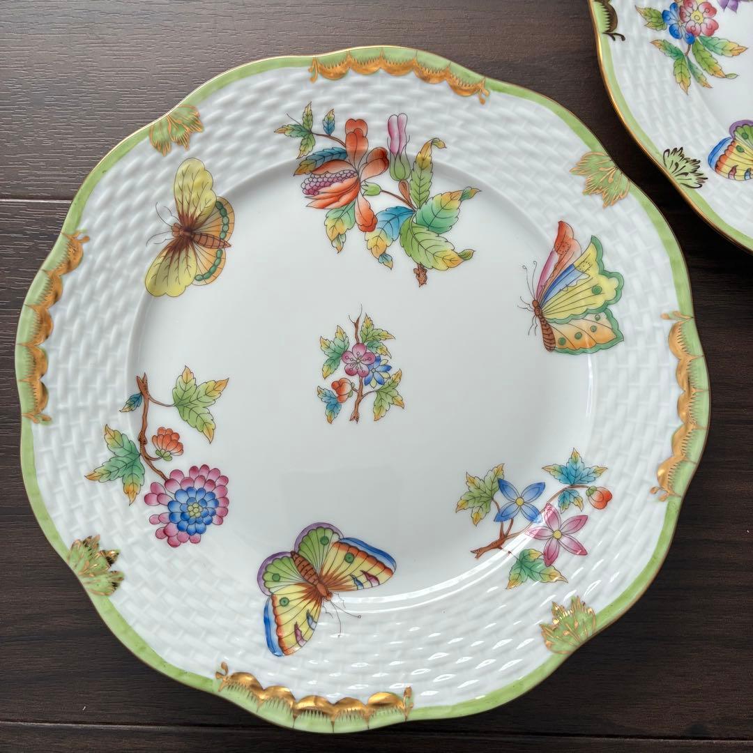 ヘレンド ヴィクトリアブーケ 皿 19cm 2枚セット