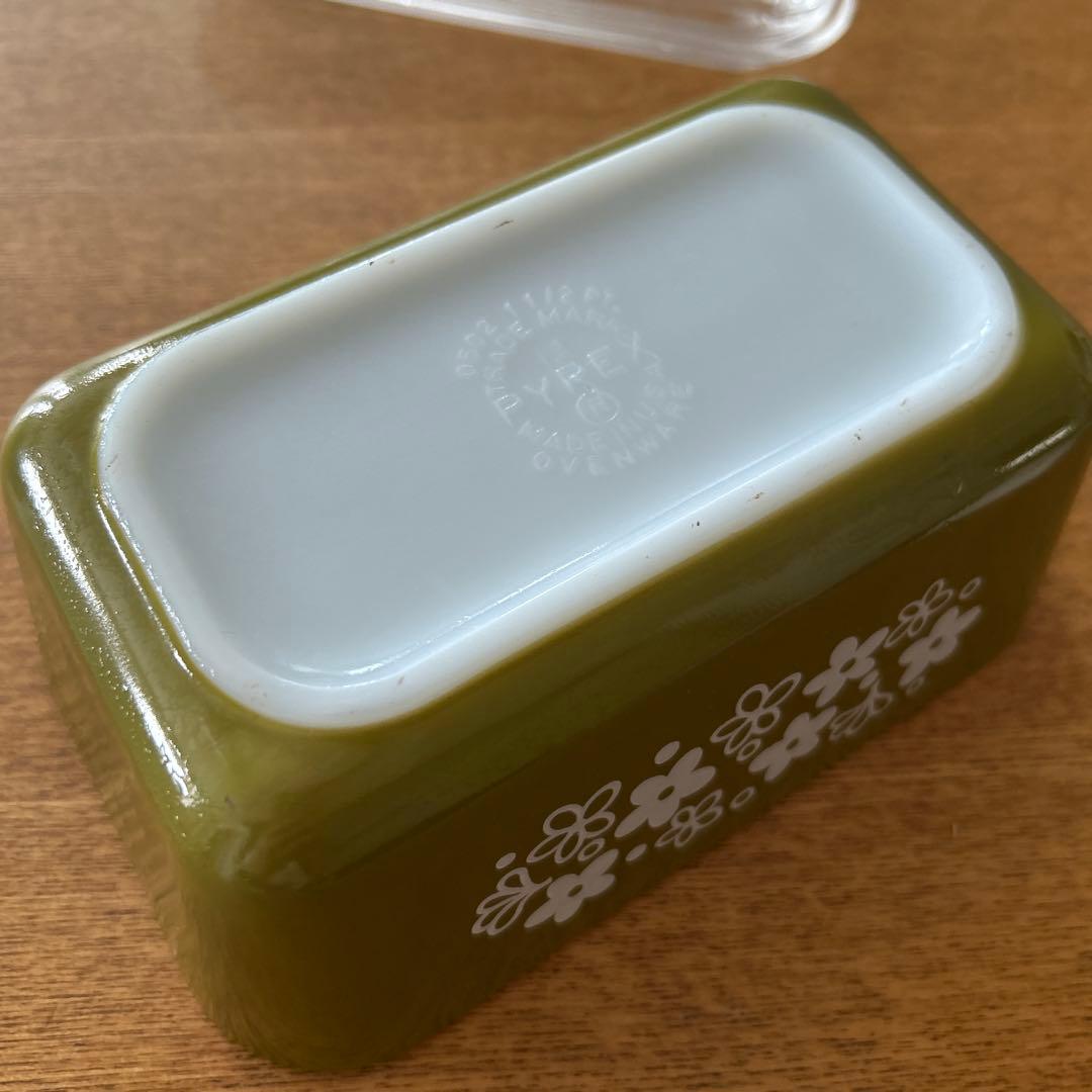 オールドPyrex花柄ガラス保存容器3個セット