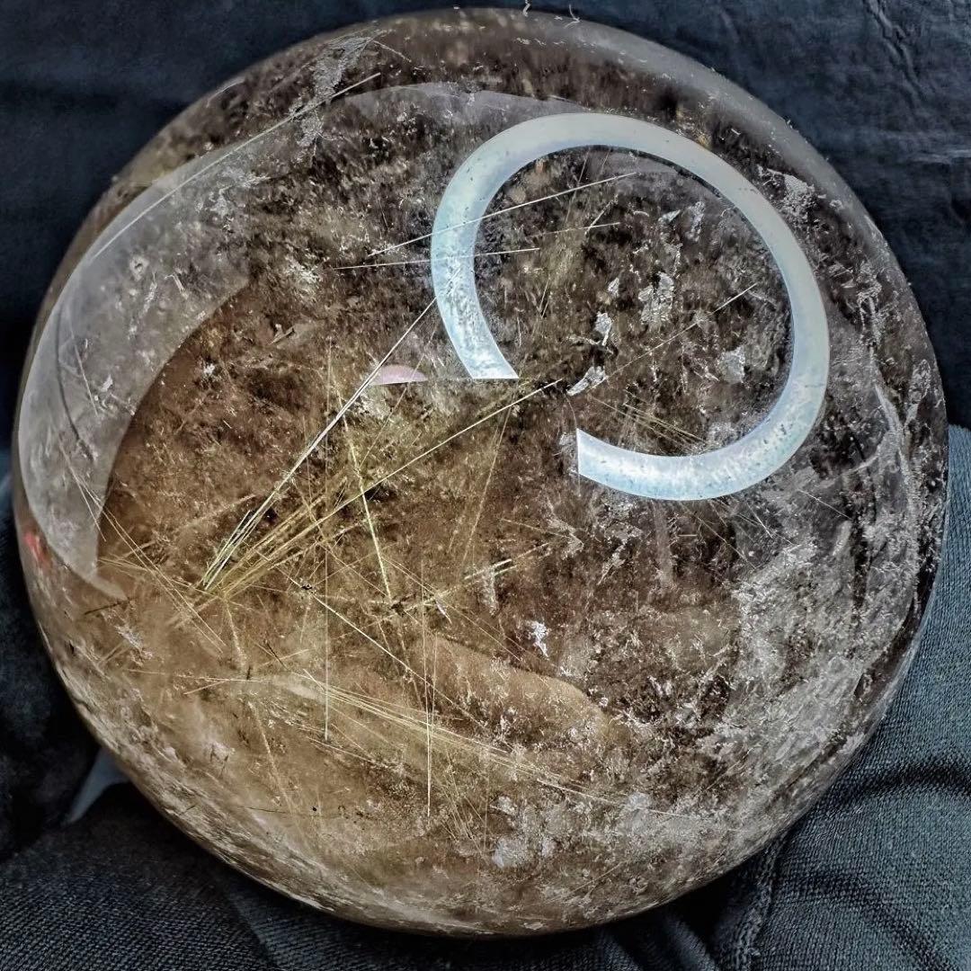 別格高級品❗️虹入り☆スモーキー チルクォーツ 丸玉パワーストーン天然石A1074