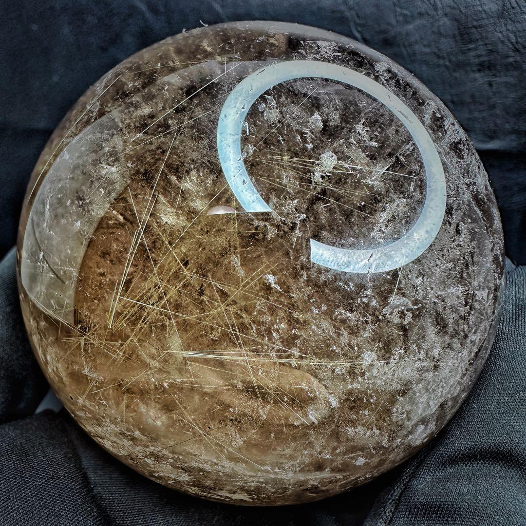 別格高級品❗️虹入り☆スモーキー チルクォーツ 丸玉パワーストーン天然石A1074