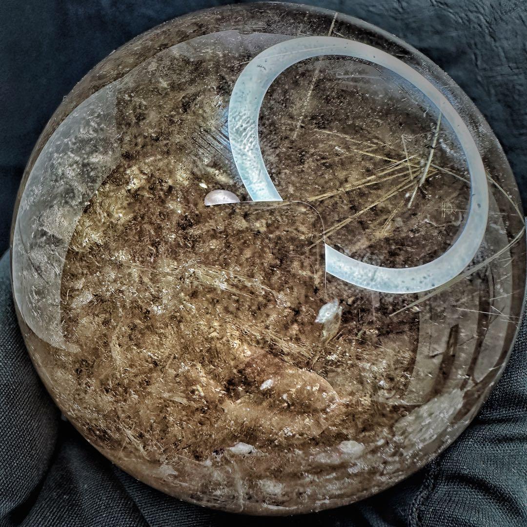 別格高級品❗️虹入り☆スモーキー チルクォーツ 丸玉パワーストーン天然石A1074