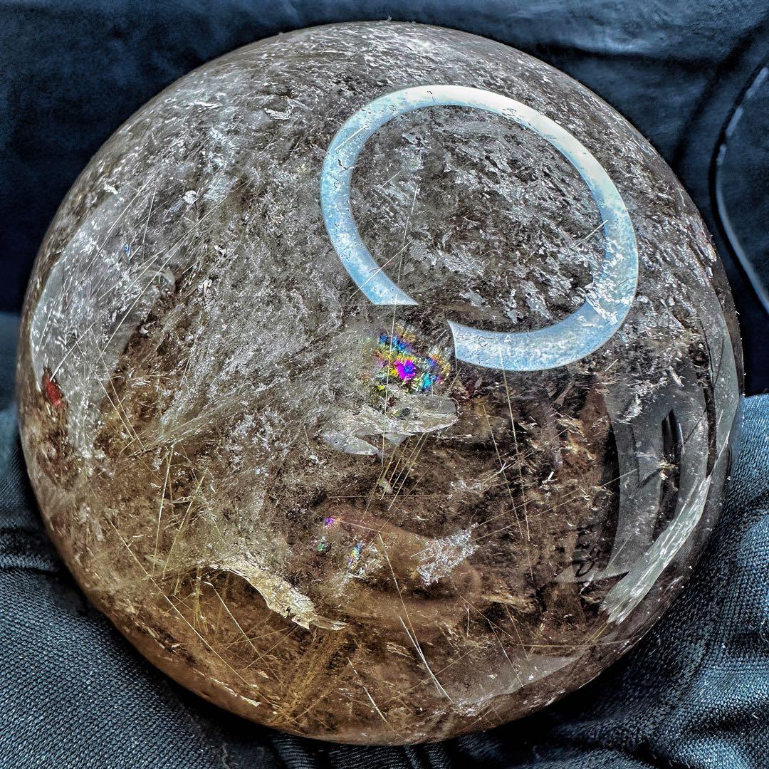 別格高級品❗️虹入り☆スモーキー チルクォーツ 丸玉パワーストーン天然石A1074