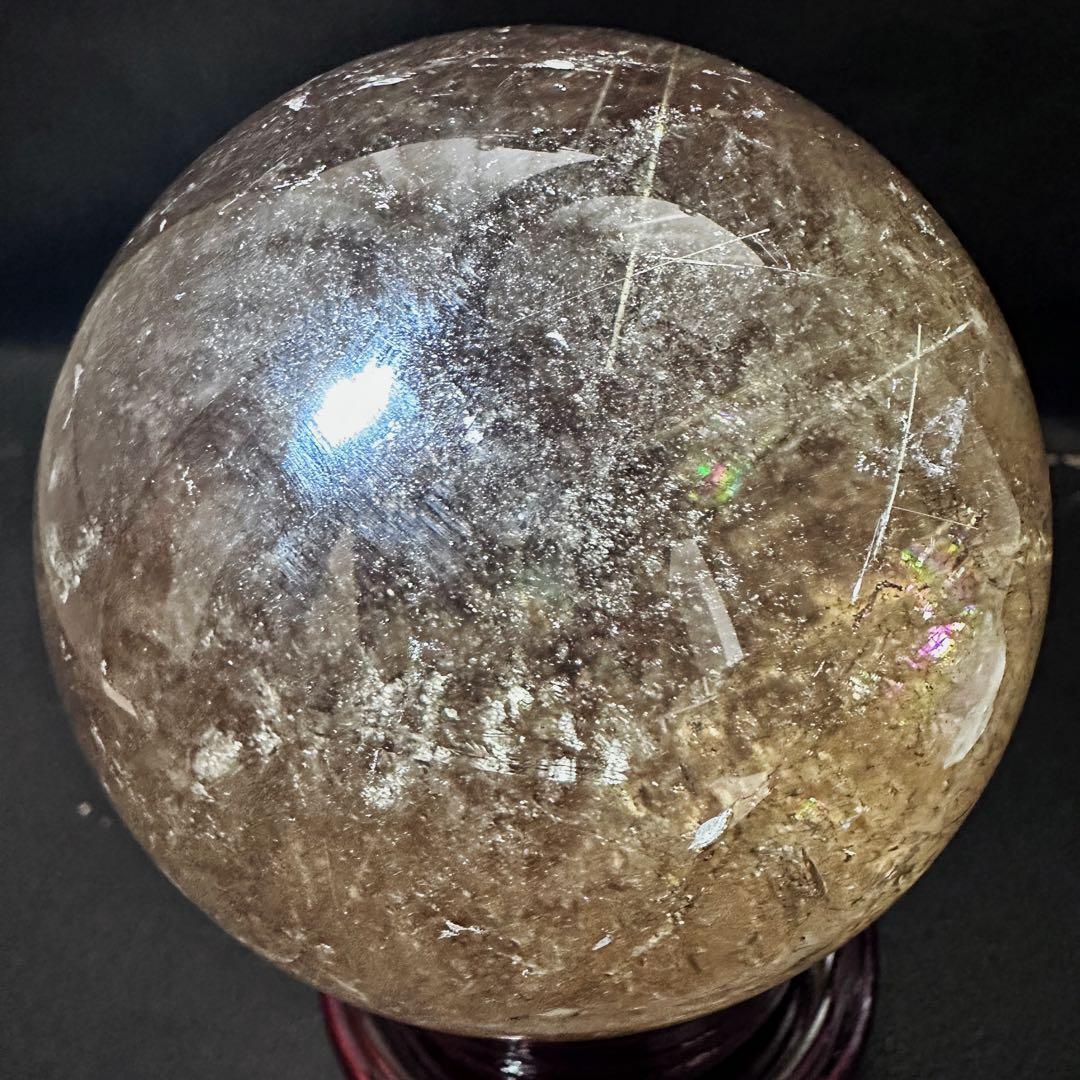 別格高級品❗️虹入り☆スモーキー チルクォーツ 丸玉パワーストーン天然石A1074