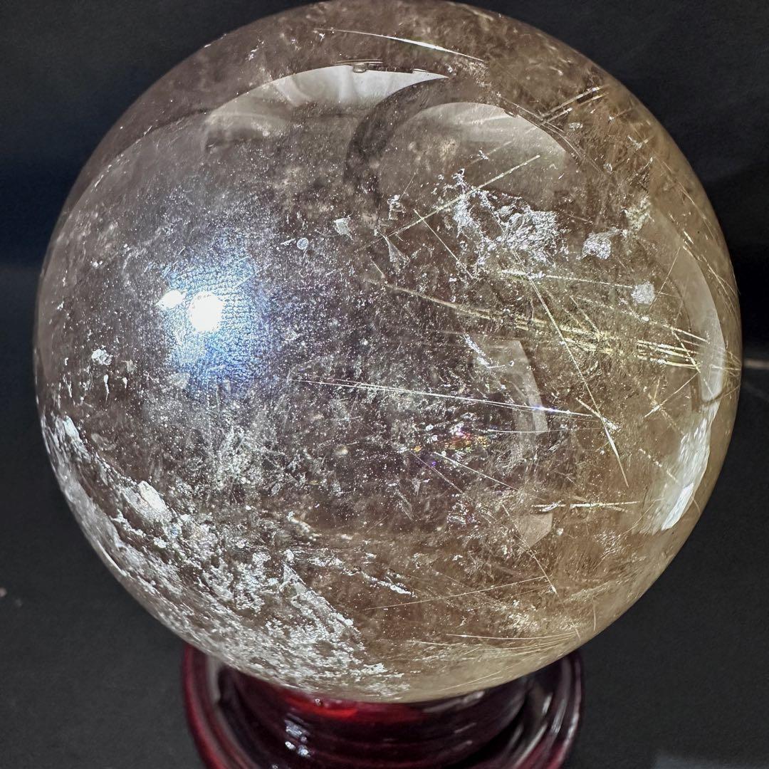 別格高級品❗️虹入り☆スモーキー チルクォーツ 丸玉パワーストーン天然石A1074