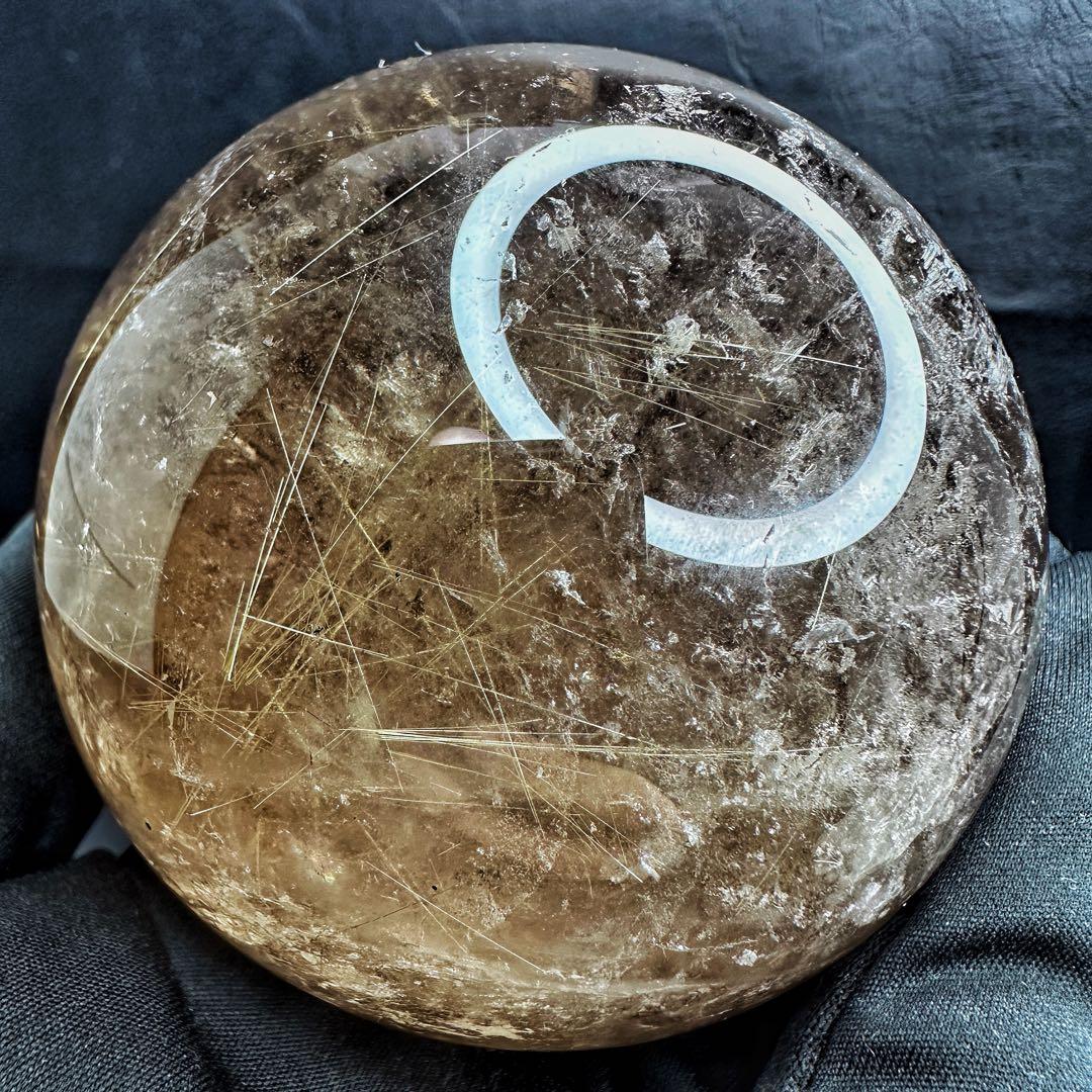 別格高級品❗️虹入り☆スモーキー チルクォーツ 丸玉パワーストーン天然石A1074