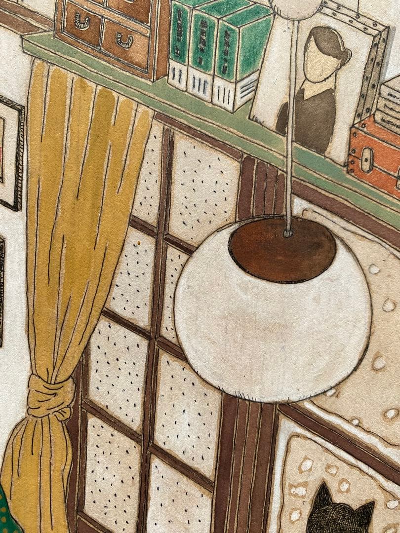 《送料無料》原画「寝室の猫たち」猫イラスト 水彩画