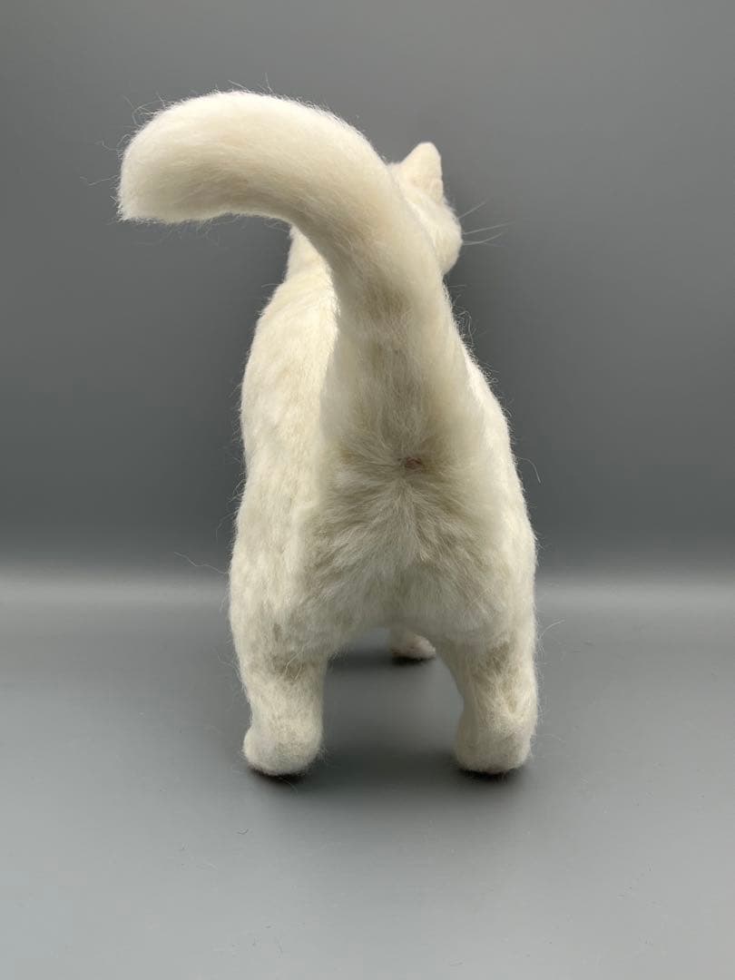 リアル羊毛フェルト猫 No.6 白猫 White CAT リアル羊毛フェルト猫 No.6
