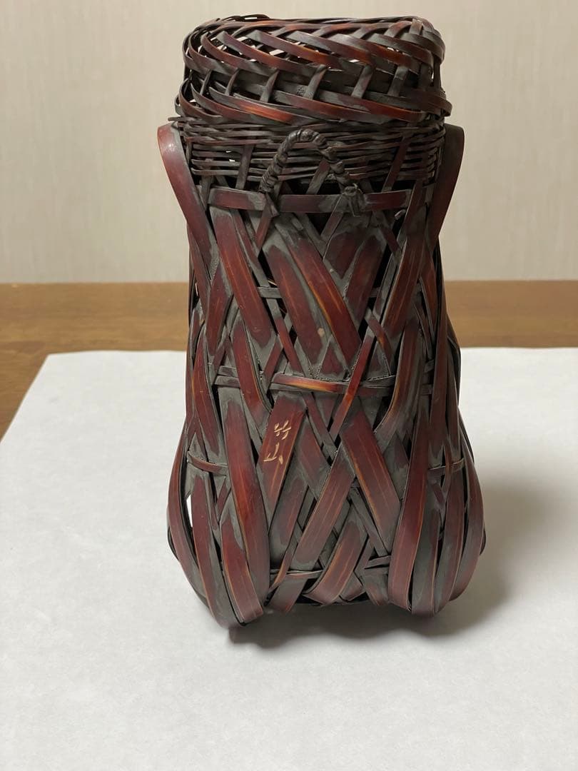 値下げ‼️ 竹花入 ‼️竹山作 ‼️竹製 蝉籠 花入 花籠 竹編 竹籠 掛花入 茶道具