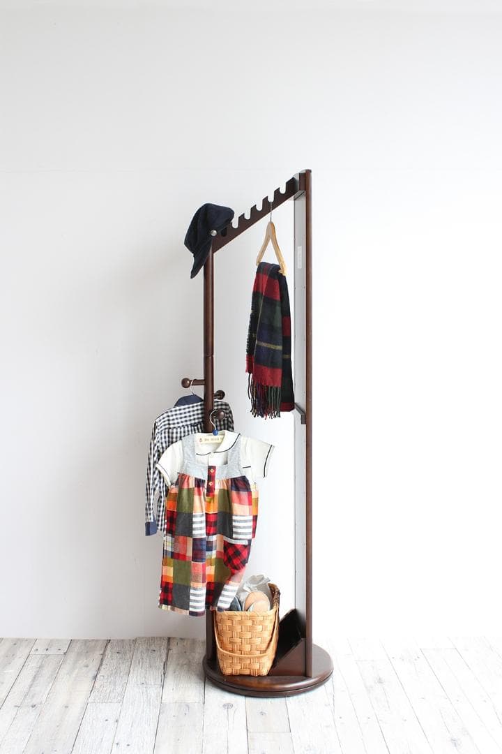 ミラー付回転ハンガーダークブラウン　ブルックリンスタイル　カリフォルニアスタイル