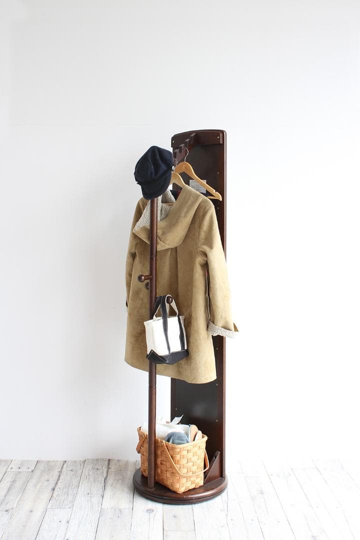 ミラー付回転ハンガーダークブラウン　ブルックリンスタイル　カリフォルニアスタイル