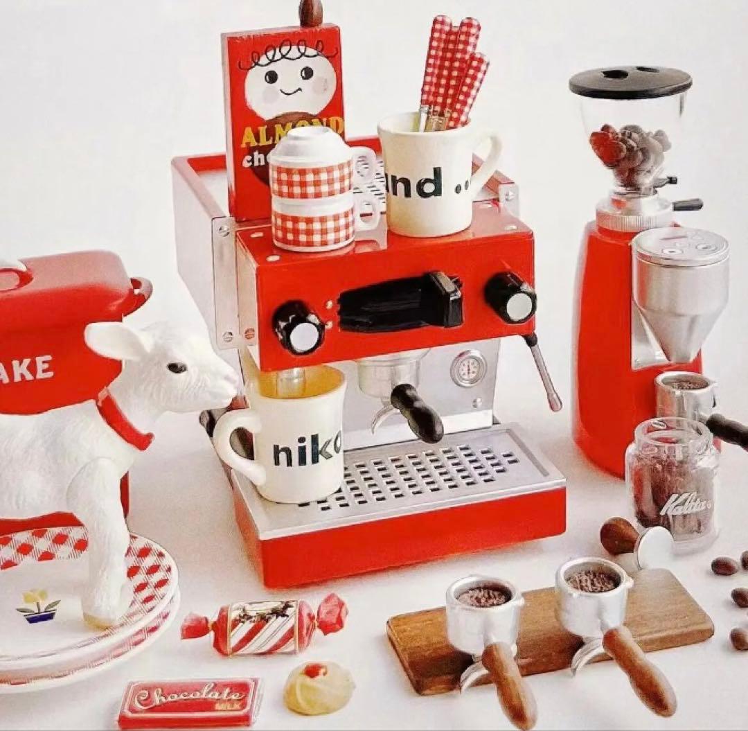 ミニチュア コーヒーマシン エスプレッソマシン チェリーレッド ドール