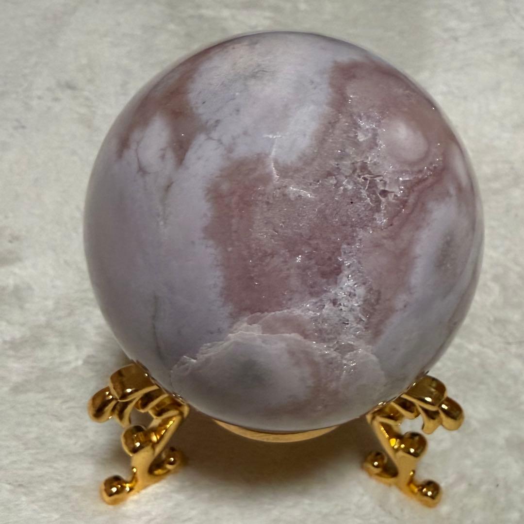 桜瑪瑙　スフィア　球体 置物 淡いピンク　ピンクアメジスト　6.5cm