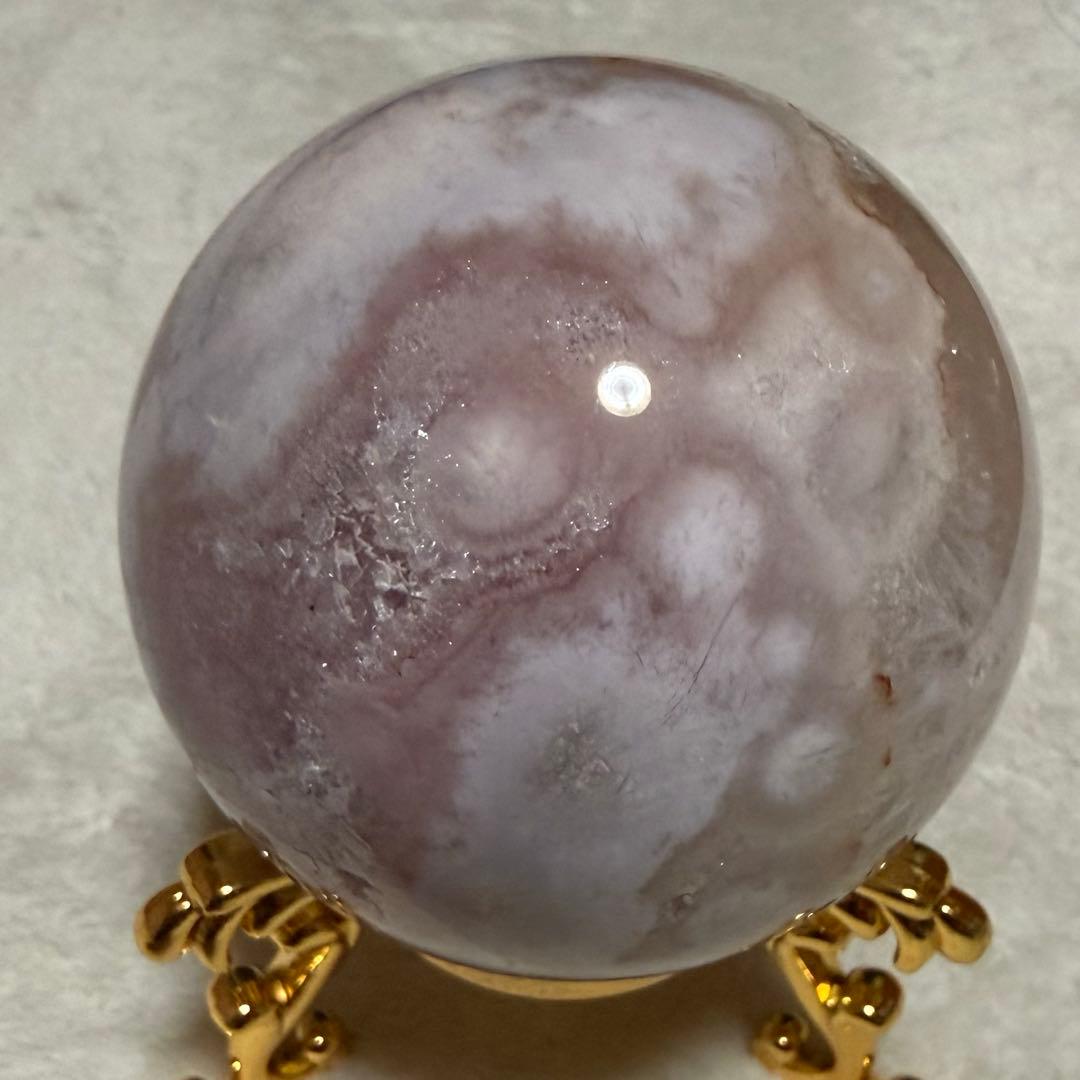 桜瑪瑙　スフィア　球体 置物 淡いピンク　ピンクアメジスト　6.5cm